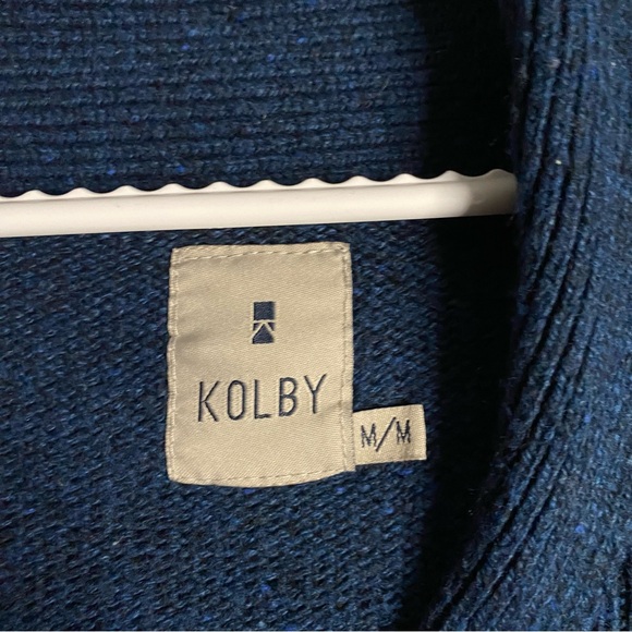 Kolby Men's Blue Shawl Collar Button Down Knit Cardigan - Picture 5 of 7